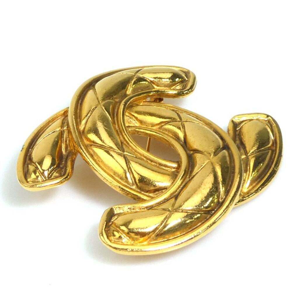 CHANEL Authentic Gold Logo Brooch - Picture 2 of 9